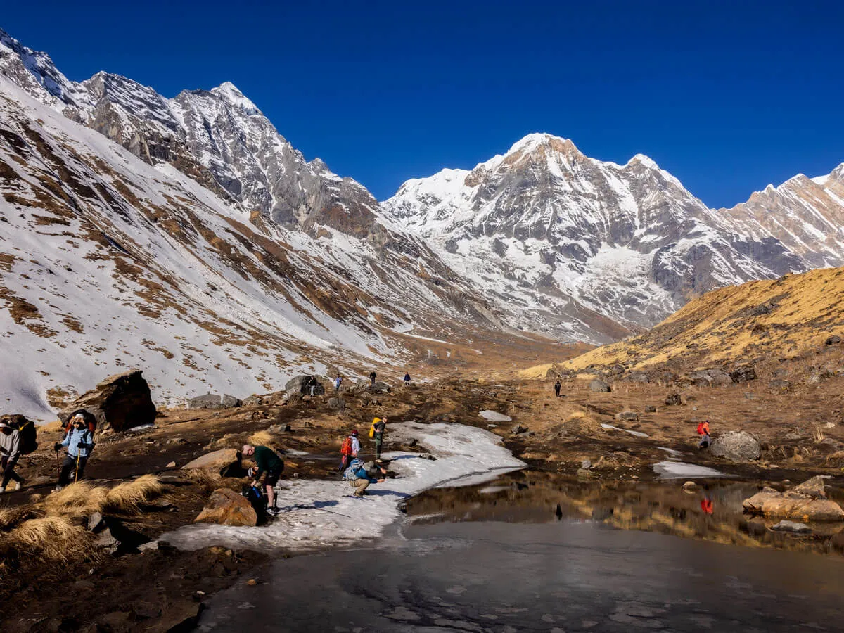Annapurna South and Hiuchuli Himal Seen from Base Camp